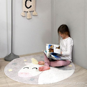 Outdoor cartoon round imitation cashmere floor mat